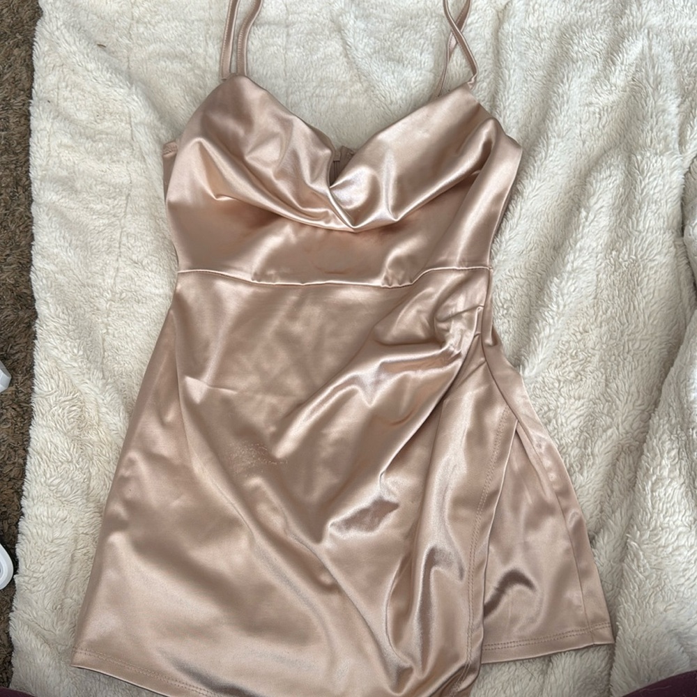 Gold almost famous dress with short under